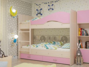 Кровать 2-х ярусная Мая с ящиками на латофлексах розовая в Серове - serov.magazinmebel.ru | фото