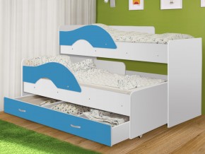 Кровать выкатная Радуга с ящиком 80х160 белая-голубой в Серове - serov.magazinmebel.ru | фото